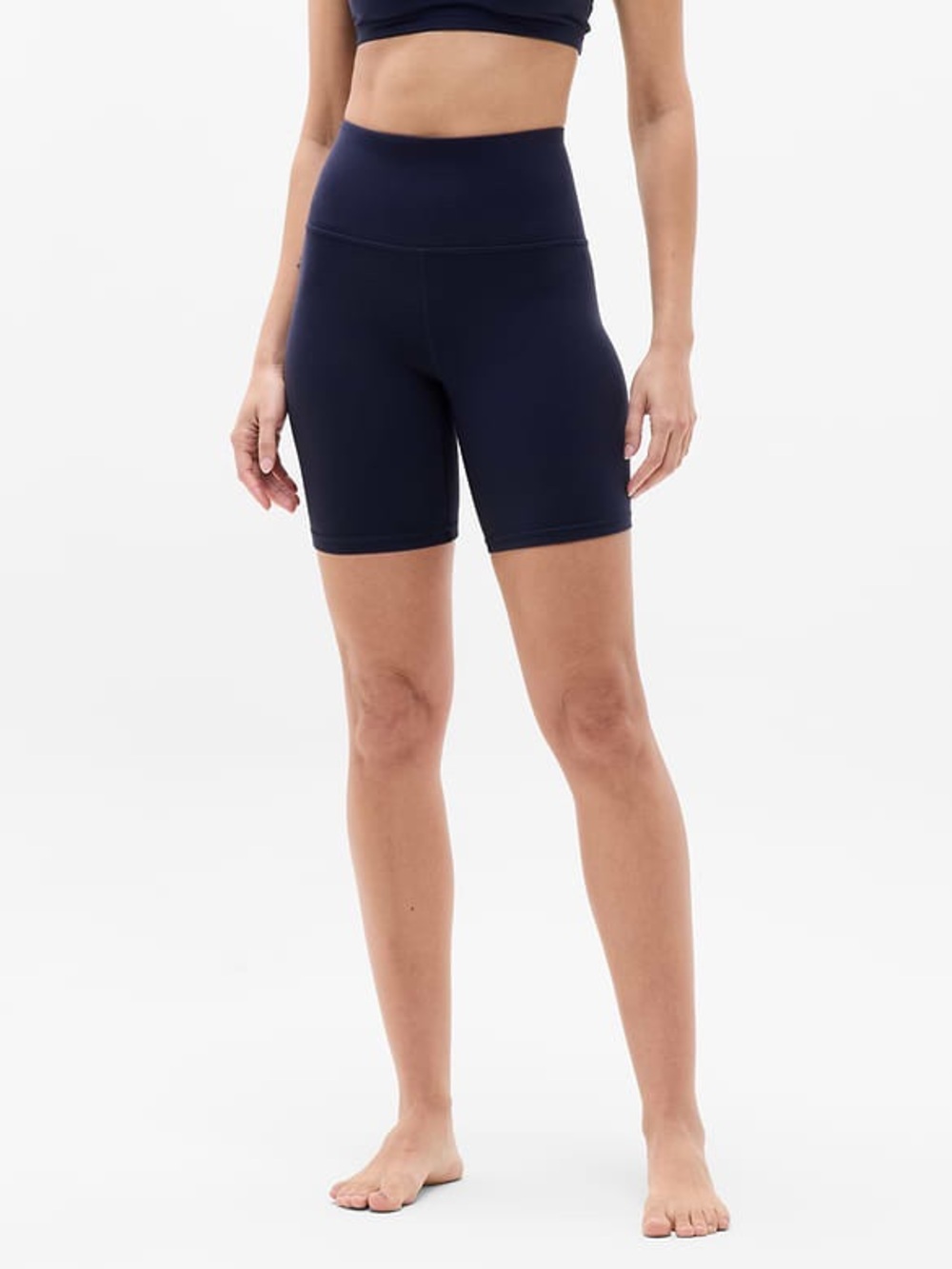 NWT Elation Ultra High Rise 7" Navy Women’s Bike Shorts Size S Yoga Workout Blue